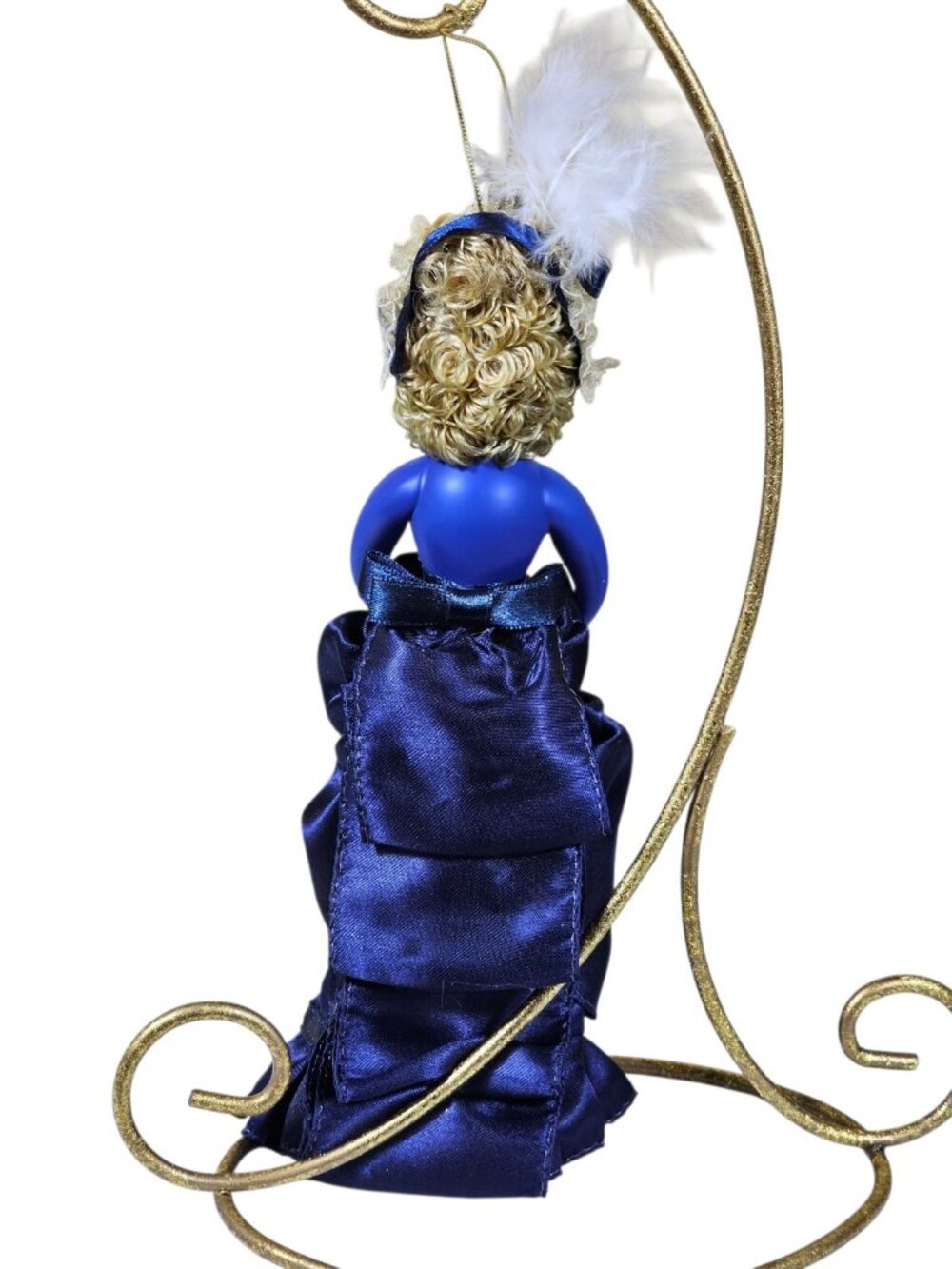 Kurt S Adler BLUE Hand Blown Glass ornament VICTORIAN LADY VTG - Picture 3 of 6